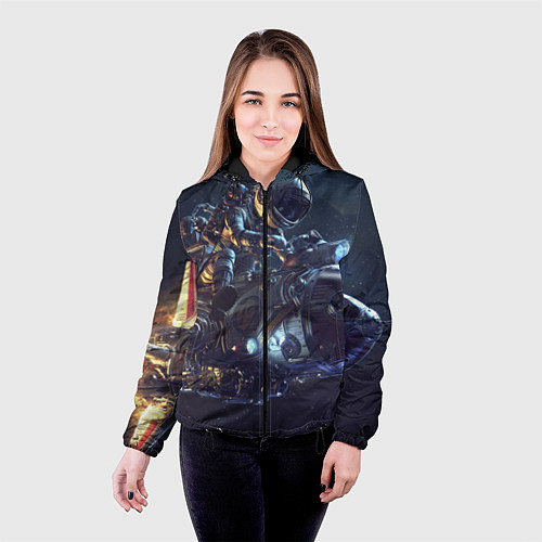 Женская куртка Космонавт - ракета / 3D-Черный – фото 4