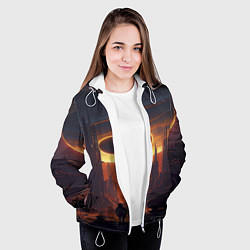 Куртка с капюшоном женская Космос - человек, цвет: 3D-белый — фото 2