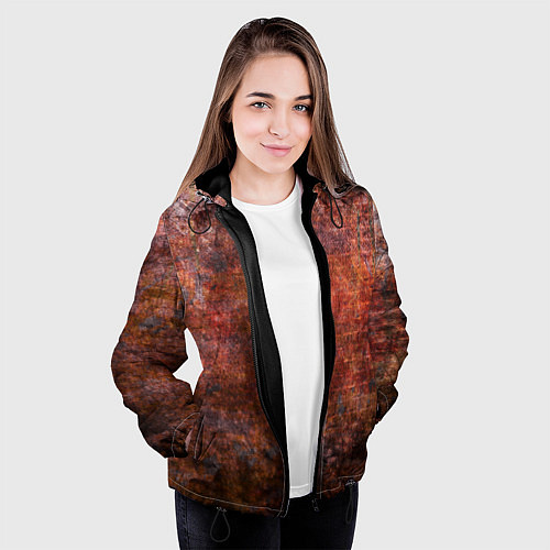 Женская куртка Абстракция - rusty wall / 3D-Черный – фото 3