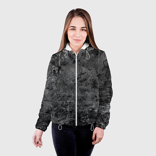 Женская куртка Абстракция - grunge mood / 3D-Белый – фото 4
