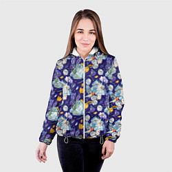 Куртка с капюшоном женская Крокусы и зяблик во льдах, цвет: 3D-белый — фото 2