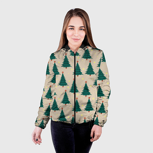 Женская куртка Новогодняя ель / 3D-Черный – фото 4