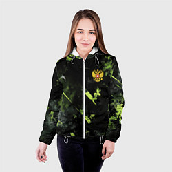 Куртка с капюшоном женская Зеленая краска в виде камуфляжа, цвет: 3D-белый — фото 2