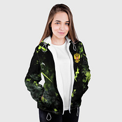 Куртка с капюшоном женская Зеленая краска в виде камуфляжа, цвет: 3D-белый — фото 2