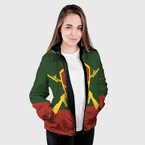 Женская куртка Мотострелковые войска: герб со щитом / 3D-Черный – фото 3