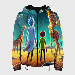 Женская куртка Рик и Морти на планете жирафов - нейроарт