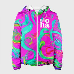 Куртка с капюшоном женская Abstract floral pattern - aloha, цвет: 3D-белый