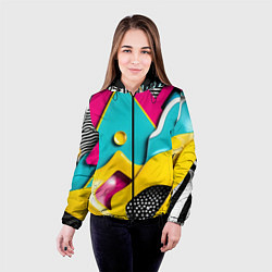 Куртка с капюшоном женская Праздничная абстракция, цвет: 3D-черный — фото 2