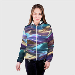 Куртка с капюшоном женская Космические мягкие волны, цвет: 3D-белый — фото 2