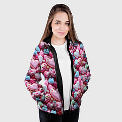 Куртка с капюшоном женская Карамельные сердечки, цвет: 3D-черный — фото 2
