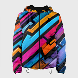Куртка с капюшоном женская Абстракция с граффити, цвет: 3D-черный