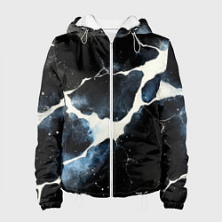 Куртка с капюшоном женская Разлом плит в виде молнии, цвет: 3D-белый