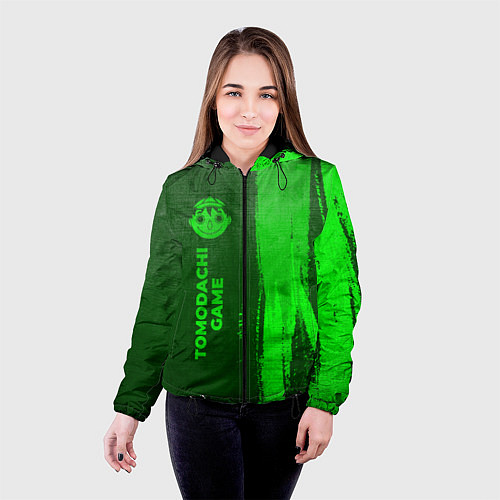 Женская куртка Tomodachi Game - green gradient по-вертикали / 3D-Черный – фото 4