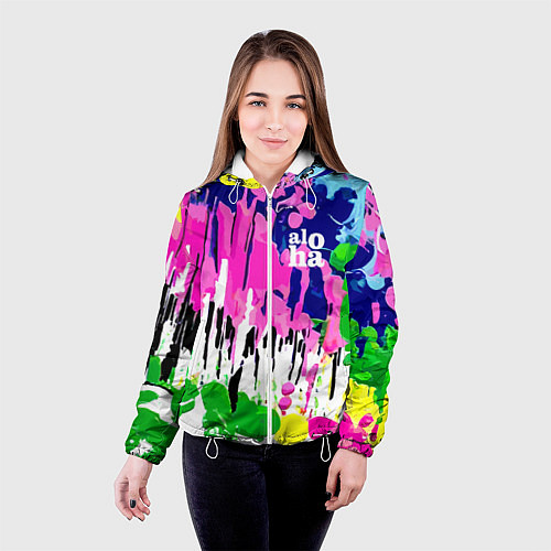 Женская куртка Colorful abstraction - aloha / 3D-Белый – фото 4