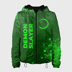 Женская куртка Demon Slayer - green gradient вертикально