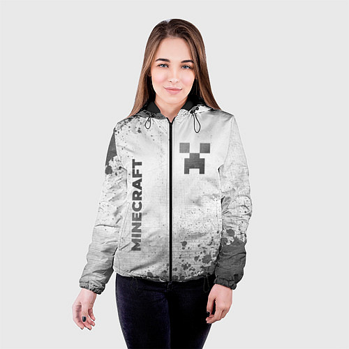 Женская куртка Minecraft - white gradient вертикально / 3D-Черный – фото 4