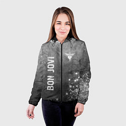 Куртка с капюшоном женская Bon Jovi - grey gradient вертикально, цвет: 3D-черный — фото 2