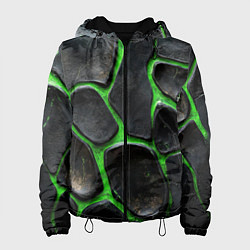 Женская куртка Черная потертая текстура на зеленом фоне