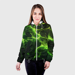 Куртка с капюшоном женская Зеленые волокна текстура, цвет: 3D-белый — фото 2