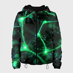 Куртка с капюшоном женская Зеленый нейроны, цвет: 3D-черный