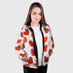 Куртка с капюшоном женская Сердца на бумаге, цвет: 3D-черный — фото 2