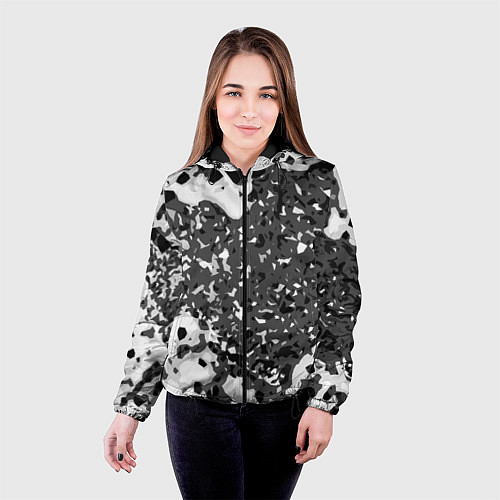 Женская куртка Чёрно-белая абстракция / 3D-Черный – фото 4