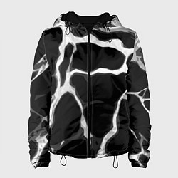 Женская куртка Белые абстрактные полосы на чёрном фоне