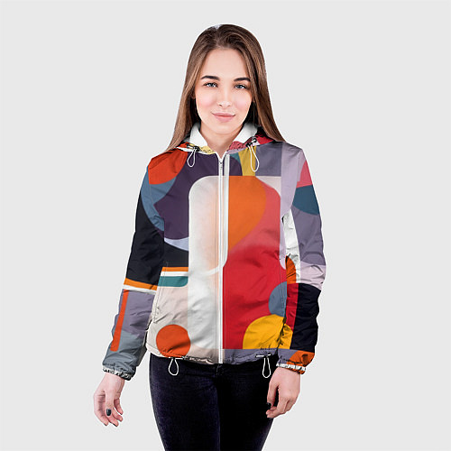 Женская куртка Абстракция из фигур и линий / 3D-Белый – фото 4
