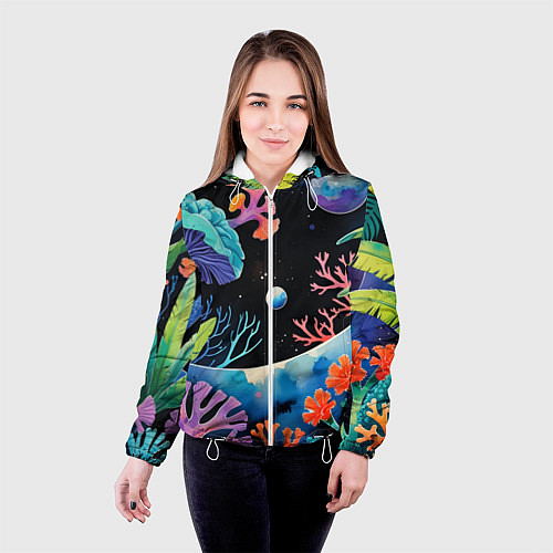 Женская куртка Подводная фантастика / 3D-Белый – фото 4