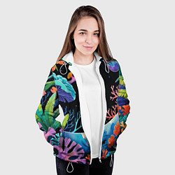 Куртка с капюшоном женская Подводная фантастика, цвет: 3D-белый — фото 2