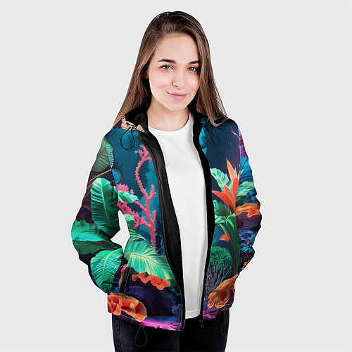 Женская куртка Морские растения / 3D-Черный – фото 3