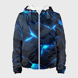 Куртка с капюшоном женская Неоновый синий свет из плит, цвет: 3D-белый