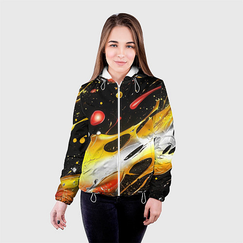 Женская куртка Текстура краска / 3D-Белый – фото 4