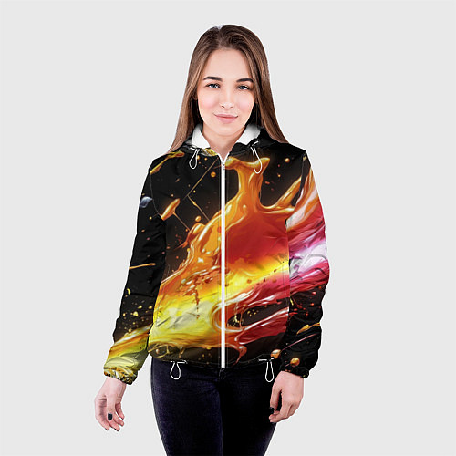Женская куртка Динамичная краска текстура / 3D-Белый – фото 4