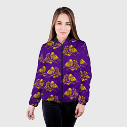 Куртка с капюшоном женская Золотые птички на индиго, цвет: 3D-черный — фото 2