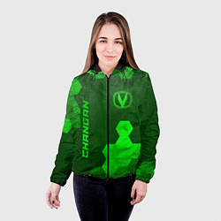 Куртка с капюшоном женская Changan - green gradient вертикально, цвет: 3D-черный — фото 2