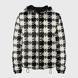 Куртка с капюшоном женская Черно белая гусиная лапка, цвет: 3D-черный