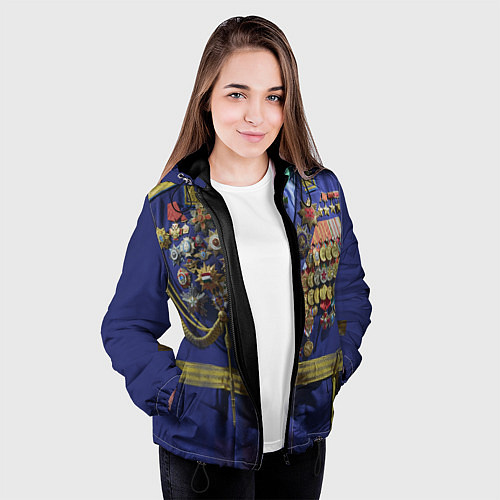 Женская куртка Парадный китель генерала с медалями / 3D-Черный – фото 3