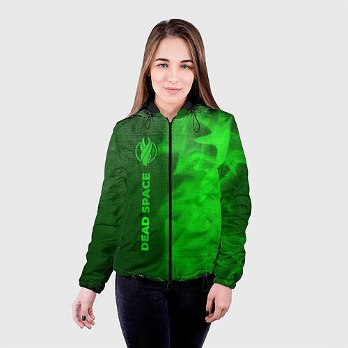 Женская куртка Dead Space - green gradient по-вертикали / 3D-Черный – фото 4