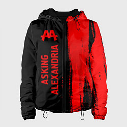 Куртка с капюшоном женская Asking Alexandria - red gradient по-вертикали, цвет: 3D-черный