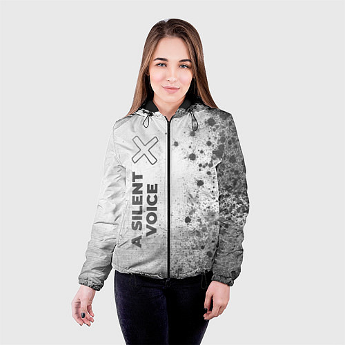 Женская куртка A Silent Voice - white gradient по-вертикали / 3D-Черный – фото 4