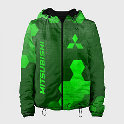 Куртка с капюшоном женская Mitsubishi - green gradient вертикально, цвет: 3D-черный