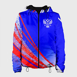 Женская куртка Герб России на фоне цветов флага государства