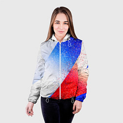 Куртка с капюшоном женская Цвета флага России абстрактный, цвет: 3D-белый — фото 2