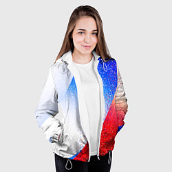 Куртка с капюшоном женская Цвета флага России абстрактный, цвет: 3D-белый — фото 2
