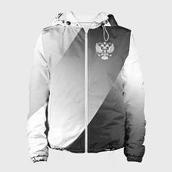 Куртка с капюшоном женская Герб России серый градиент, цвет: 3D-белый