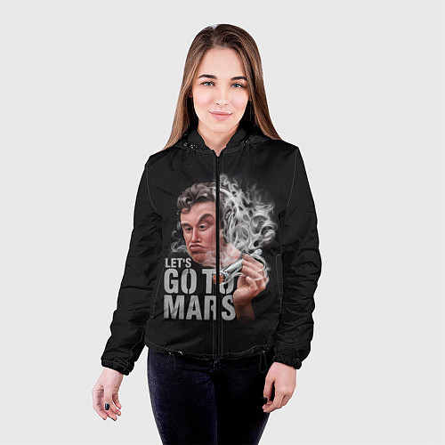 Женская куртка Илон Маск - Lets go to Mars / 3D-Черный – фото 4