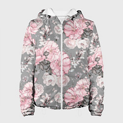 Женская куртка Розовые розы на сером
