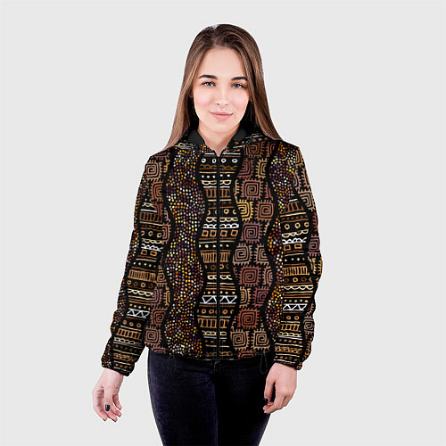Женская куртка Африканский орнамент этнический / 3D-Черный – фото 4