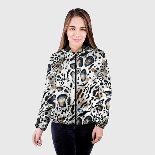 Женская куртка Пятна леопарда абстрактные / 3D-Черный – фото 4